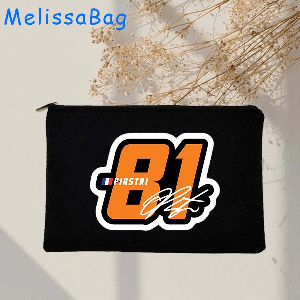 F1 Racer Signature Number Racing Formula1 Lando Norris 4 Fernando Carlos Sainz 55 Canvas Cosmetic Bags Makeup Pencil Case Pouch