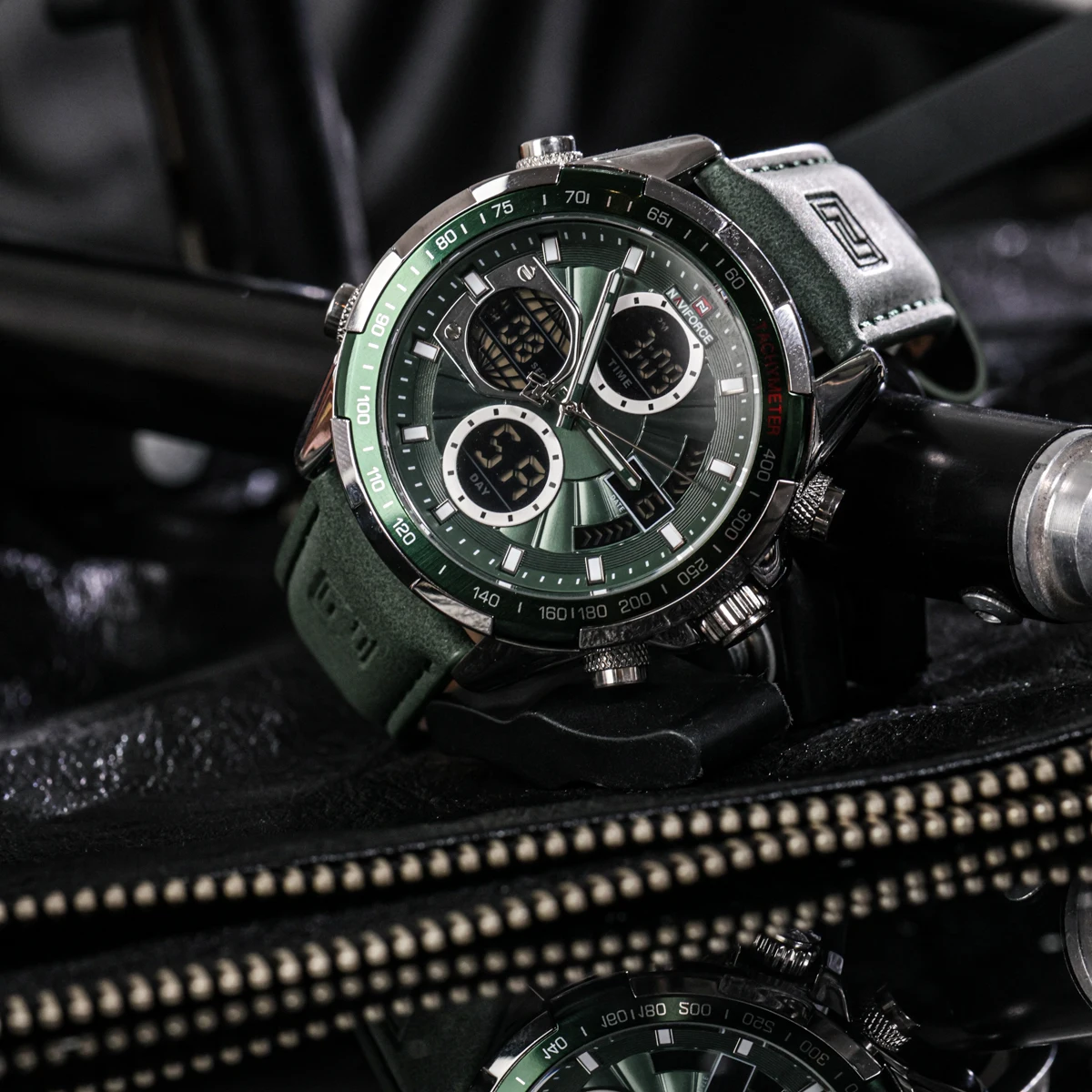 ساعة رجالية متعددة الوظائف ذات شاشة مزدوجة مع قرص كبير - هدية فاخرة عالية الجودة، ساعة كوارتز ممتازة مقاومة للماء للرجال #3