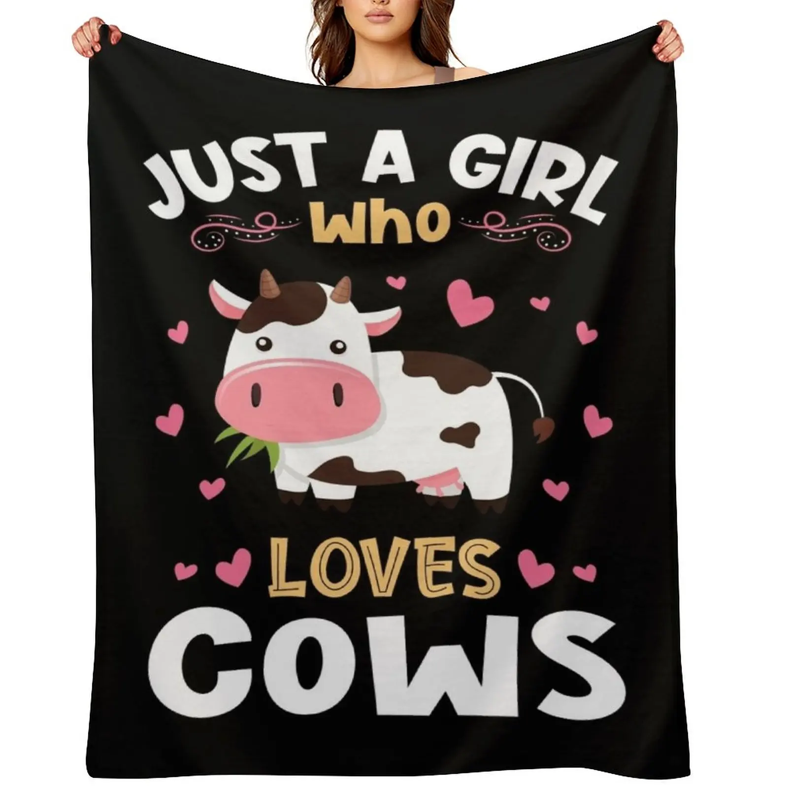 

Just a Girl who Loves Cows Gift Throw Blanket Sleeping Bag Cute Plaid Luxury Designer Kid'S Blankets