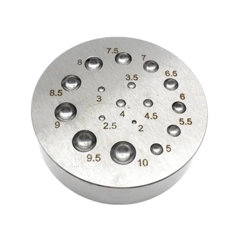 Steel Circle Doming Block for Metal Dapping 17 Round Cavities Jewellery Tools