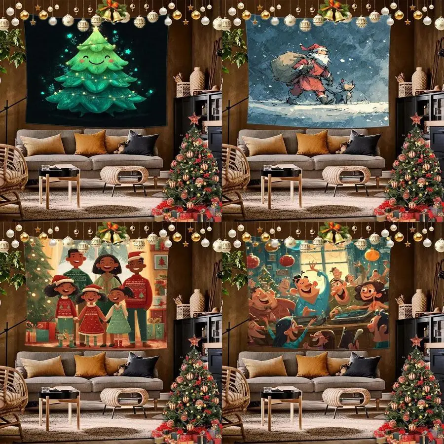 Christmas Ducks Tapestry Background Cloth Hanging Cloth Bedroom Bedside Decorative Wall Cloth Rental Dormitory Tapestry