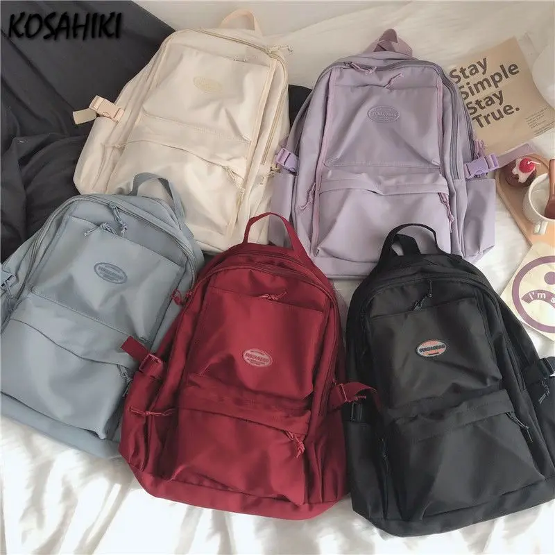 Japanese Students Simple Casual Bags for Women All Match Vintage Y2k Aesthetic Schoolbags Streetwear Trendy Fashion Backpacks