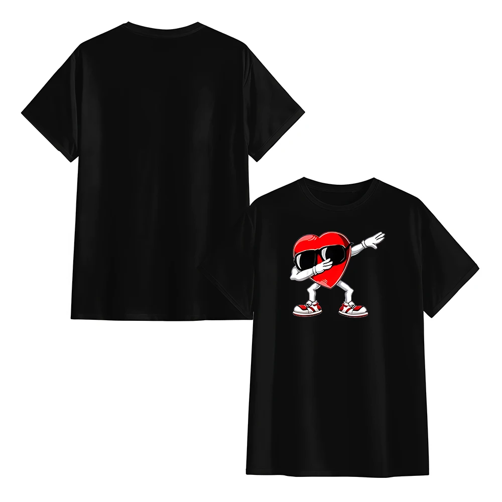 เสื้อยืดคู่รักวันวาเลนไทน์ ลายพิมพ์ คอกลม สำหรับผู้ชายและผู้หญิง เสื้อยืดฤดูร้อน ของขวัญสำหรับแฟนหนุ่ม แฟนสาว เสื้อยืดสตรีทแวร์ ยูนิเซ็กส์