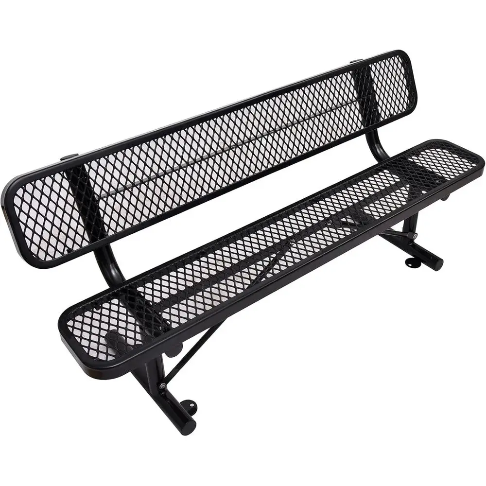 

Commercial Grade 6FT Black Steel Park Bench, Weatherproof Outdoor Furniture for Patio, Porch (Portable with Back Support)