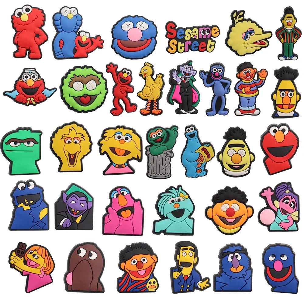 6-33PCS Yellow Bird Cookies Monster Shoe Charm Mix Wholesale PVC Decoration Sandals Shoe Detachable Waterproof To X-mas Gifts