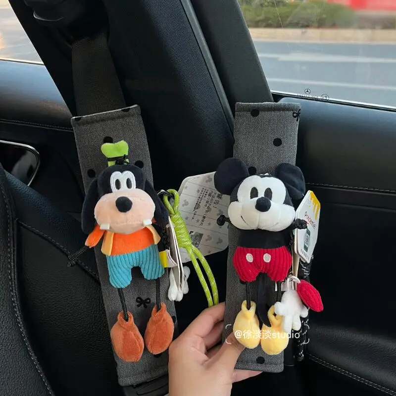 Funda para Cinturón de Seguridad de Disney con Diseño de Mickey Mouse, Almohadilla de Seguridad para Hombro de Felpa con Diseño de Goofy, Accesorio Universal para Interior de Auto, Regalo para Parejas