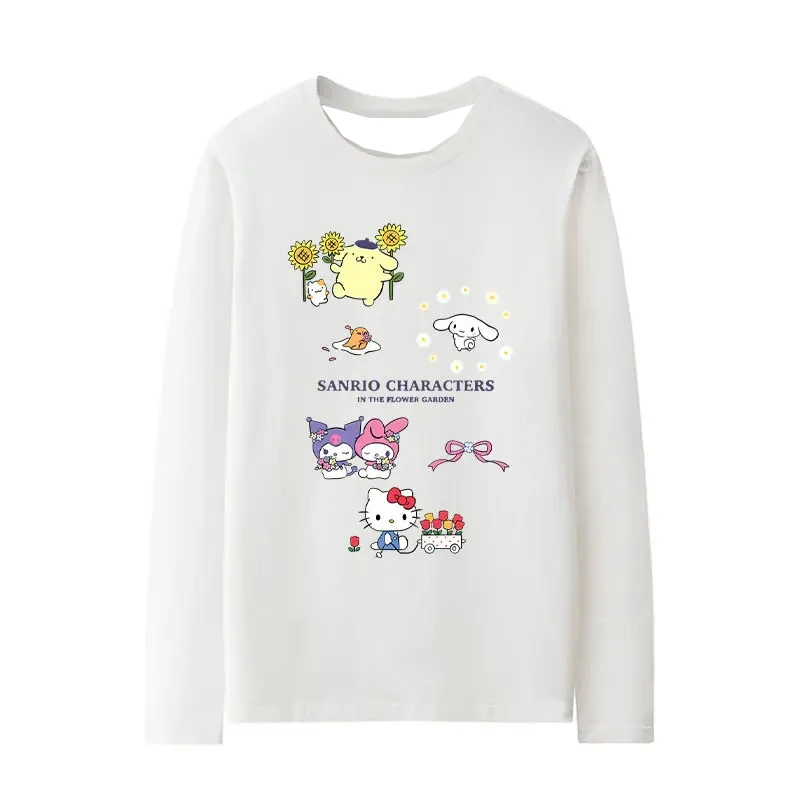 

Sanrio мультфильм новая женская осенняя футболка с длинными рукавами Kuromi для девочек с принтом Joint брендовая весенне-осенняя футболка с героями мультфильмов