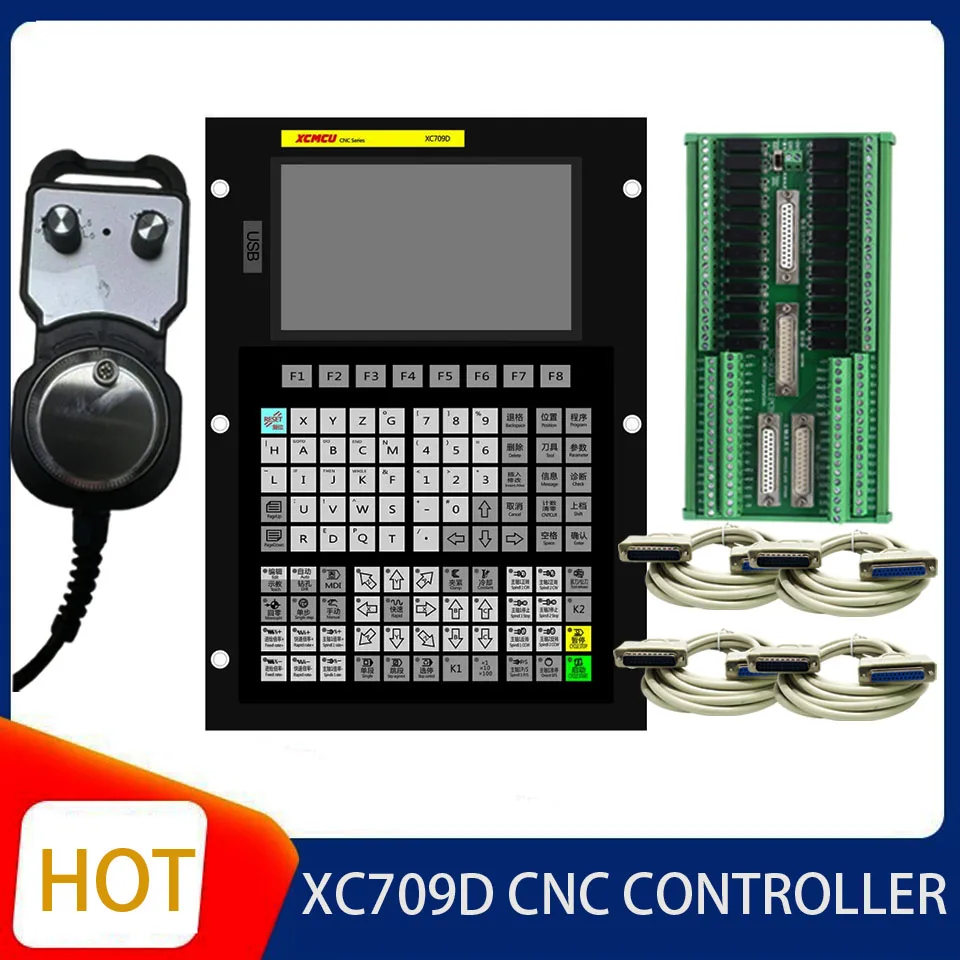 

XC709D 3/4/5/6 Axis USB CNC System Controller FANUC G Code Supports Offline Milling, Boring, Tapping, and Drilling Feed