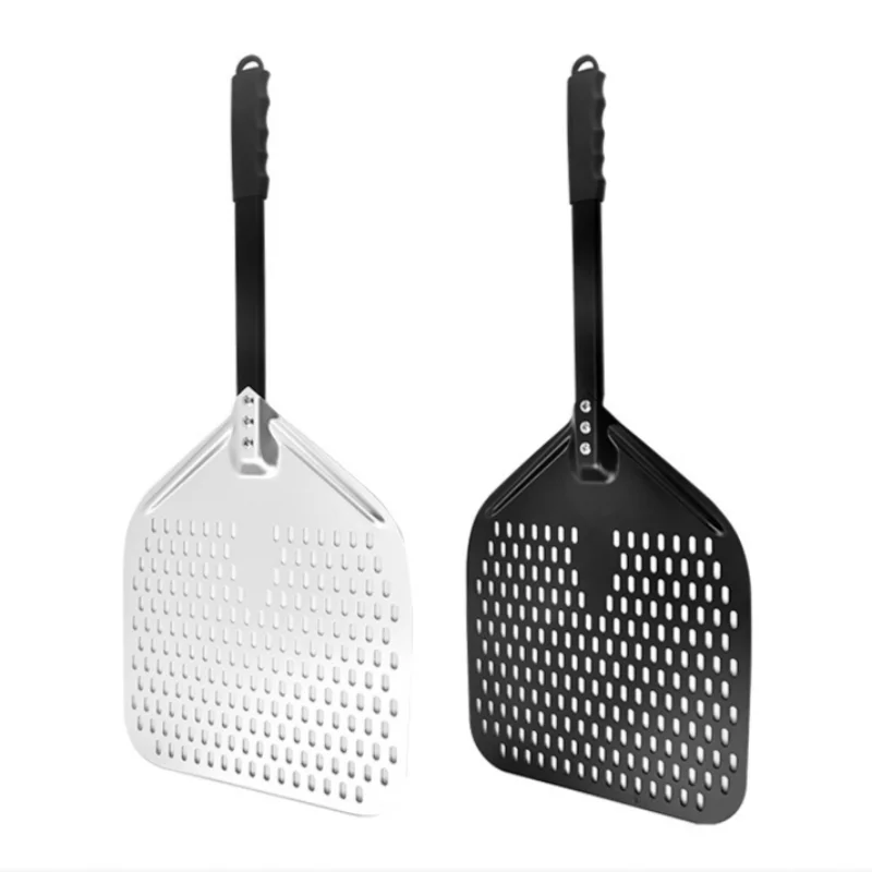 

High Quality Anodizing Stainsteel Hollow Out Pizza Peels Square Shovel for Cake Cooking Kitchen Baking Tools with 40cm Handles