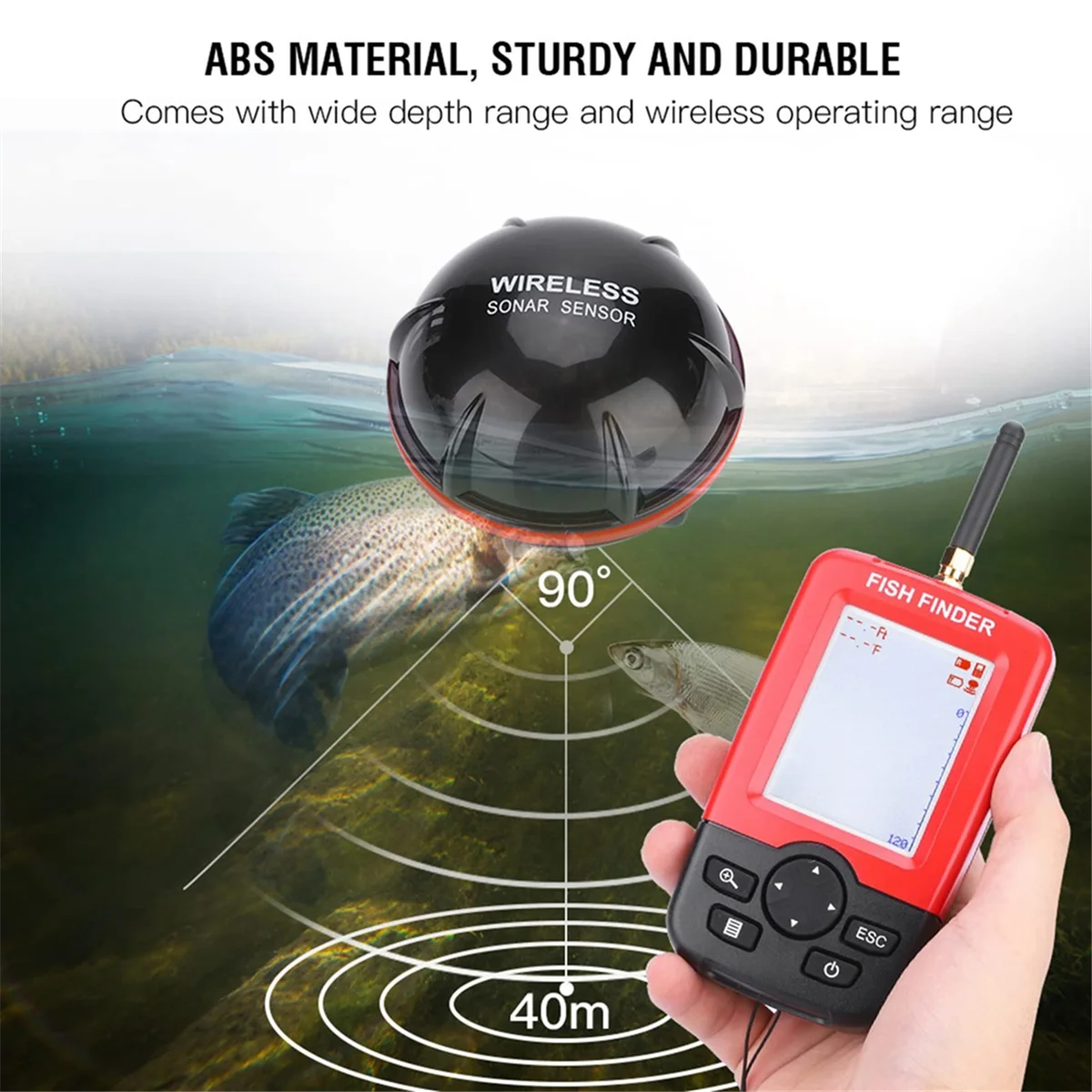 BABQ 100M Portable Sonar Fish Finders Fishing Lure Fathometer Fishing Finder Alarm Transducer Lake Sea Fishing