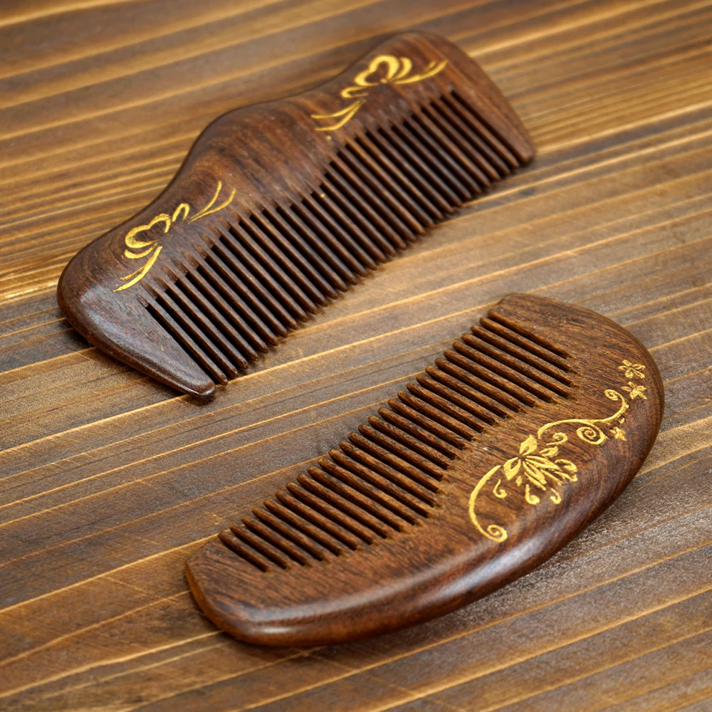 Professional Comb Sandalwood Wide Tooth Hair Combs Scalp Massage Brush Moon Shape Wooden Comb Bath SPA Massage Brush Hair Brush