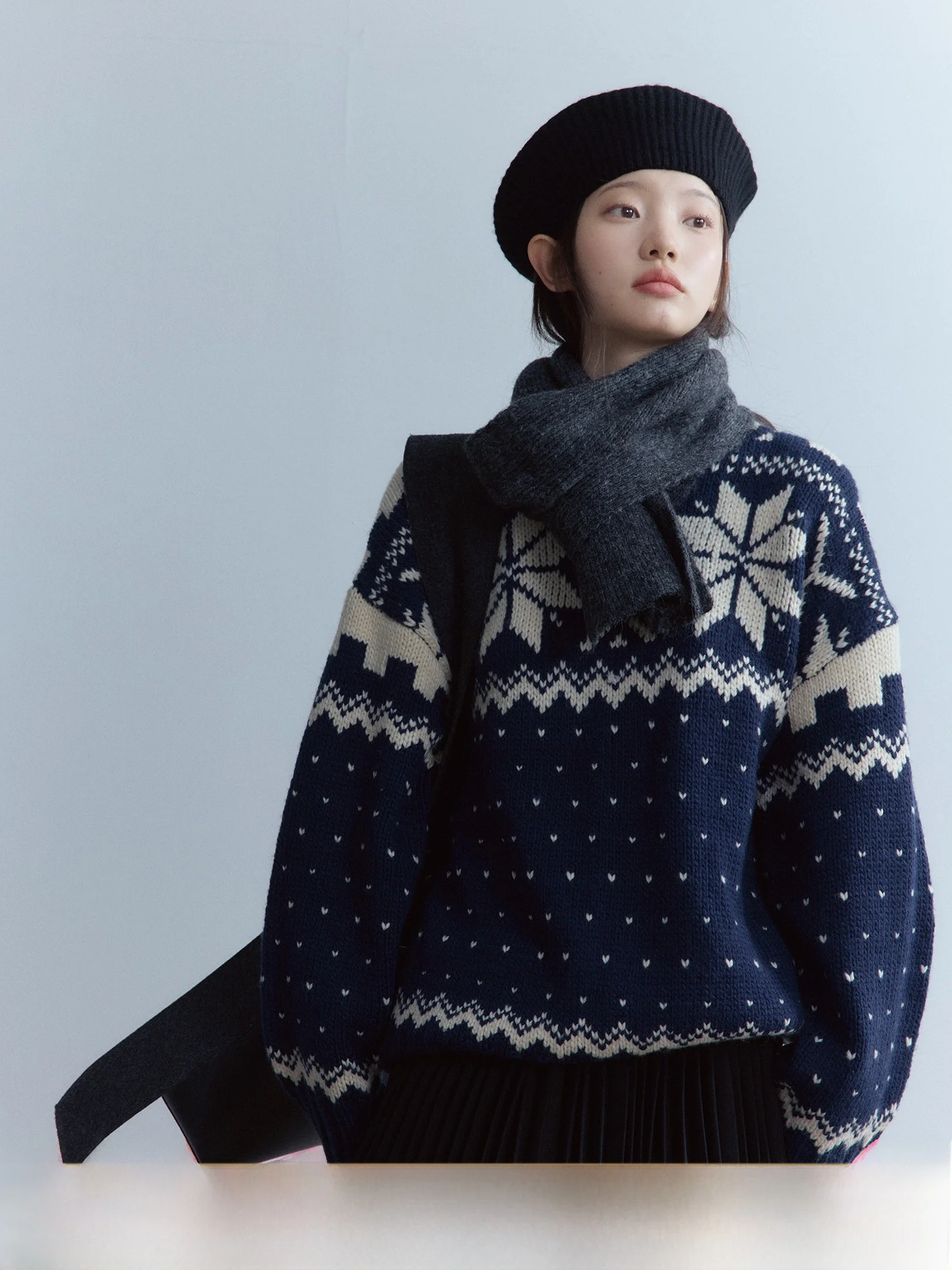 

Винтажный свитер Fussed Urban Collection в стиле Fair Isle, 100% шерсть, 3-игольная вязка, односторонний, цвет «полуночно-синий», Cisas Elf, зимний, женский, вязаный.