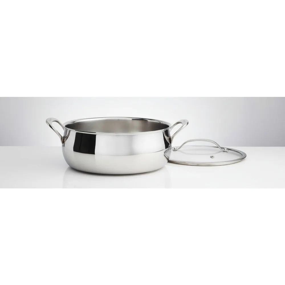 

Голландская духовка премиум-класса из нержавеющей стали объемом 4,5 кварты с крышкой — равномерное распределение тепла, индукционная посуда для домашних повара