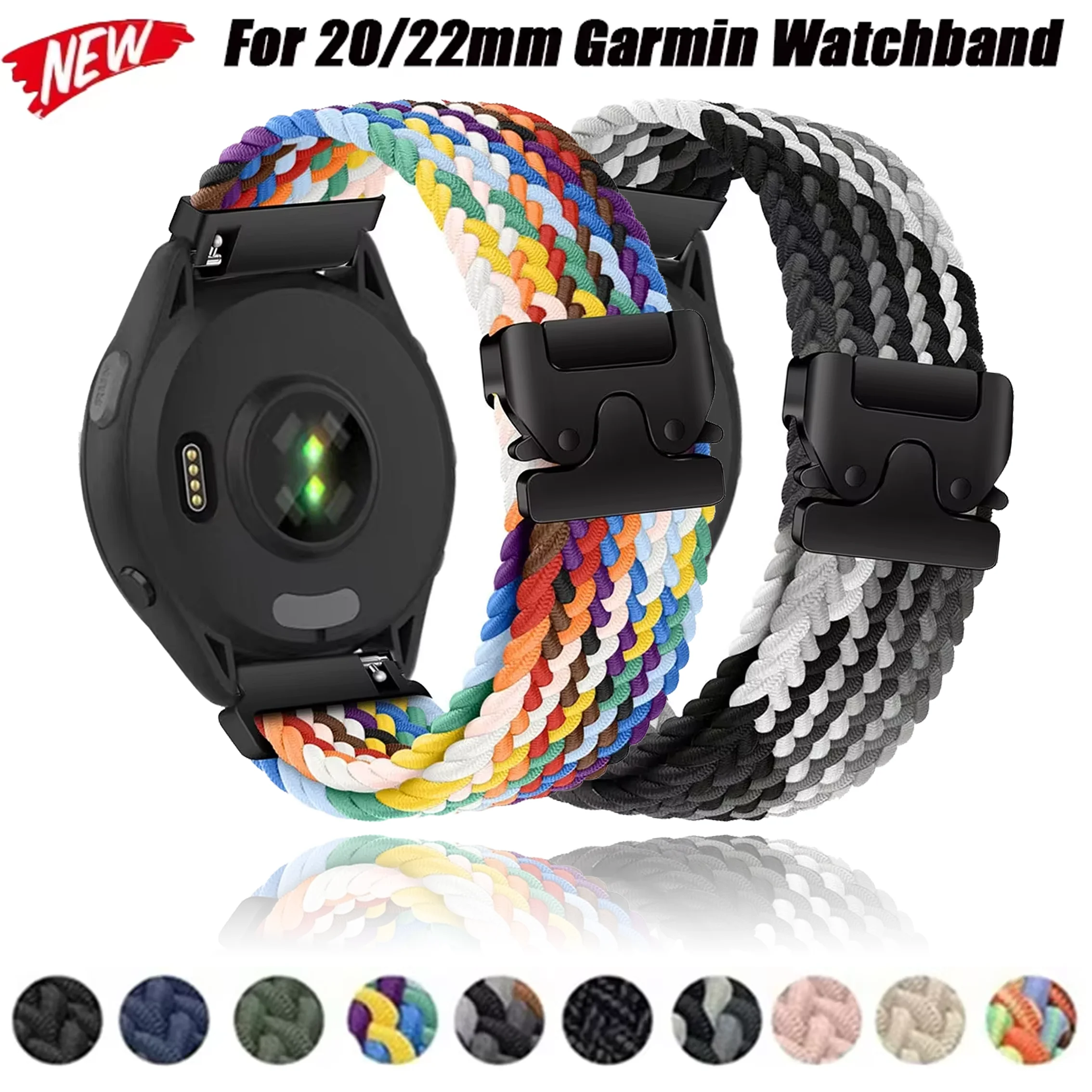 

20mm 22mm Parachute Loop Strap For Garmin Venu 4 3 2 SQ band For forerunner 165/255/265/570 Bracelet Vivoactive 4 5 6 Watchband