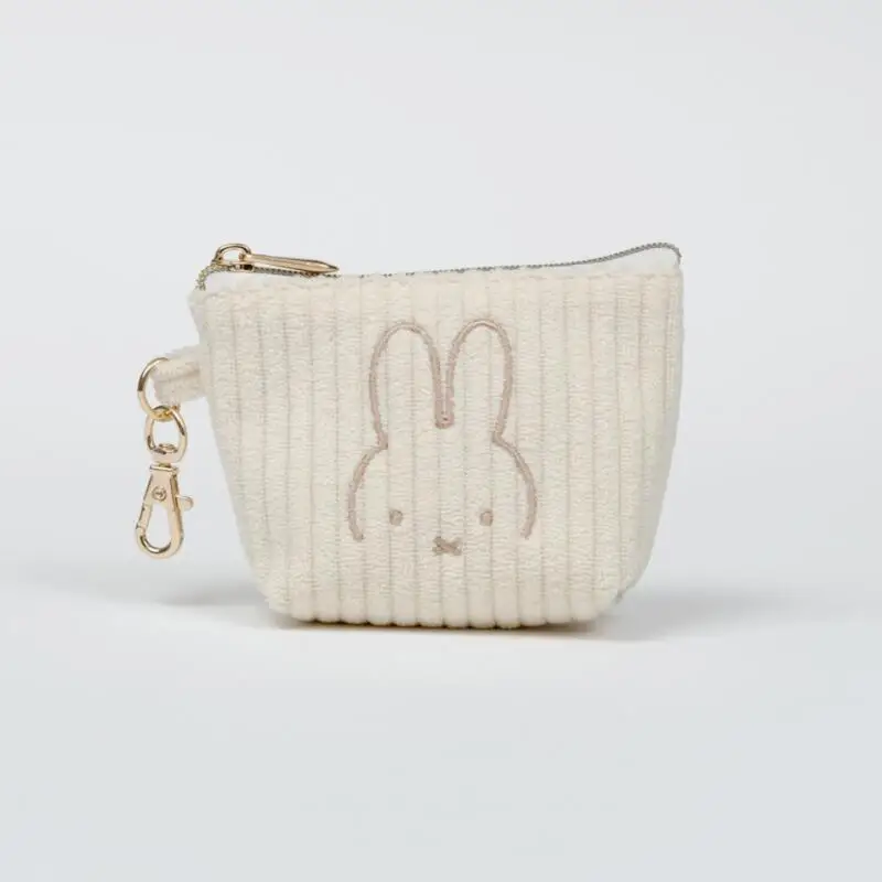 Cartoon Miffy Rabbit Corduroy Embroidery Coin Purse Wallet Creative Peripheral Earphone Storage Bag Portable Makeup Bag Gifts