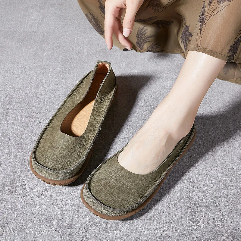 Round Toe Shoes Woman Flats Slip-on Autumn Low Heels Shallow Mouth Modis Casual Female Sneakers Dress Retro Slip On Comfortable