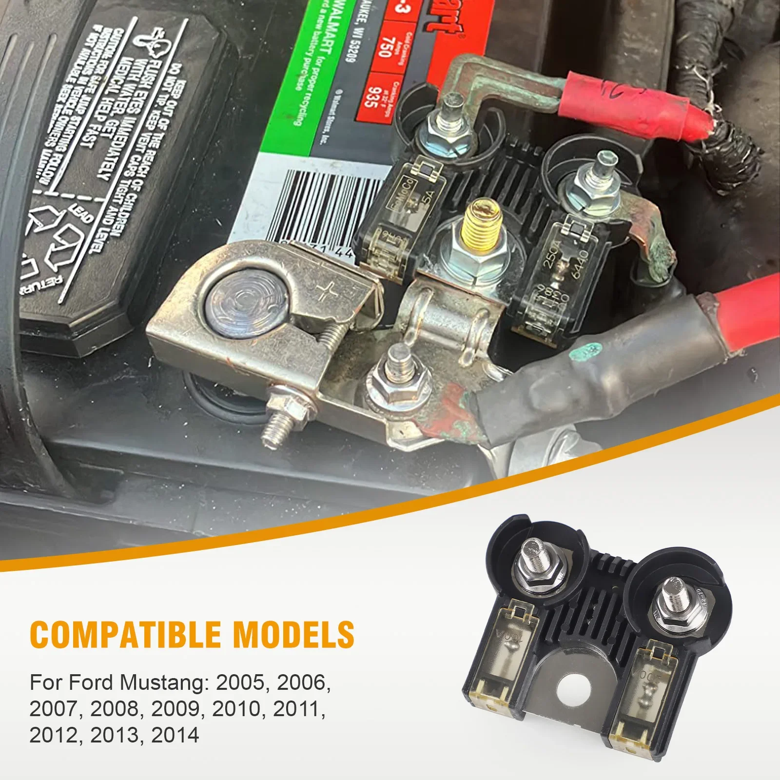 CNSPEED بطارية فيوز محطة مع المكسرات 200Amp/100Amp لفورد موستانج 2005-2014 BR3Z14526AA سيارة يستبدل كابل البطارية الصمامات