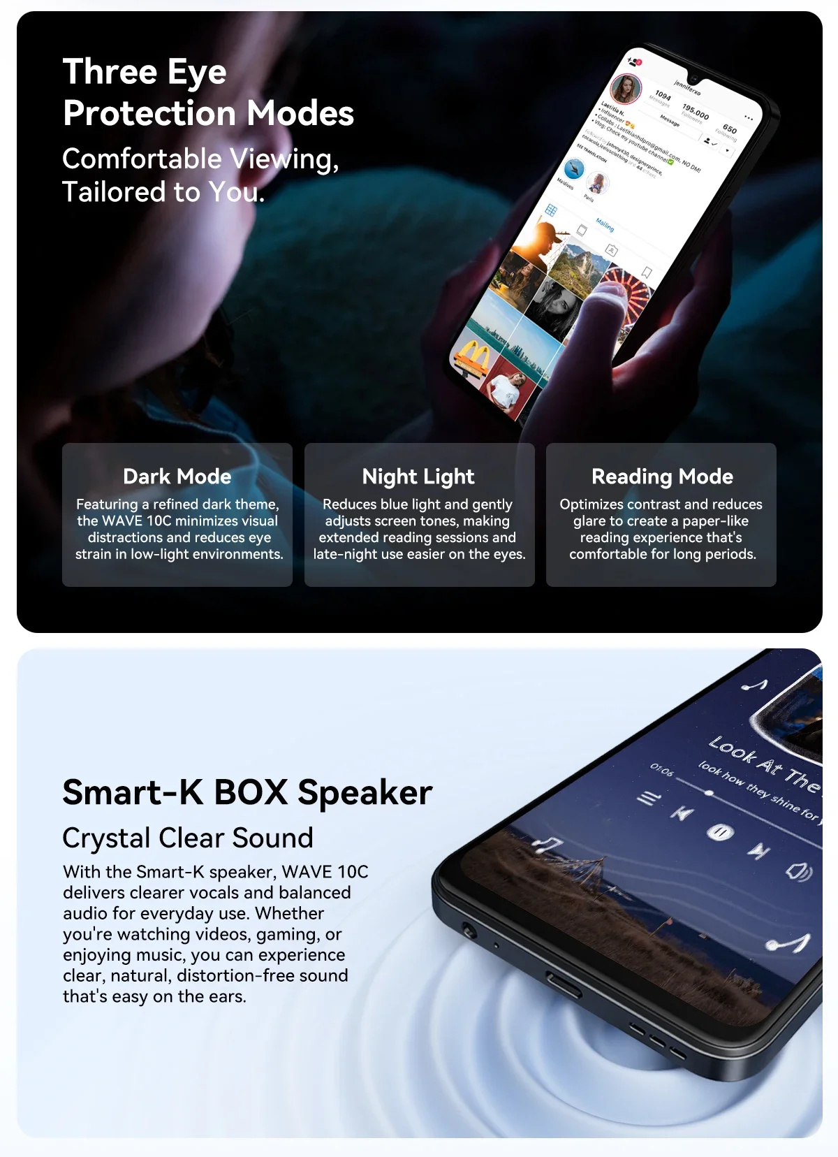 Blackview Wave 10C Smartphone, 6.88 Inch HD+ IPS Screen,4GB RAM+32GB ROM, Ultra Thin 9.1mm Lightweight 205g Mobile Phone, 32MP Main Camera, 1080P FHD Video Recording, 5000mAh Large Capacity Battery, Doke AI 2.0, Free TPU Protective Case