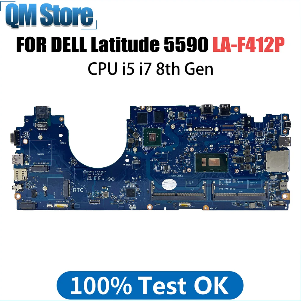 

Laptop Motherboard For Dell Latitude 5590 CN-0P50J0 0630XHLA-F412P NotebookMainboard with I5 I7 8th CPU MX130 2G 100% Test OK