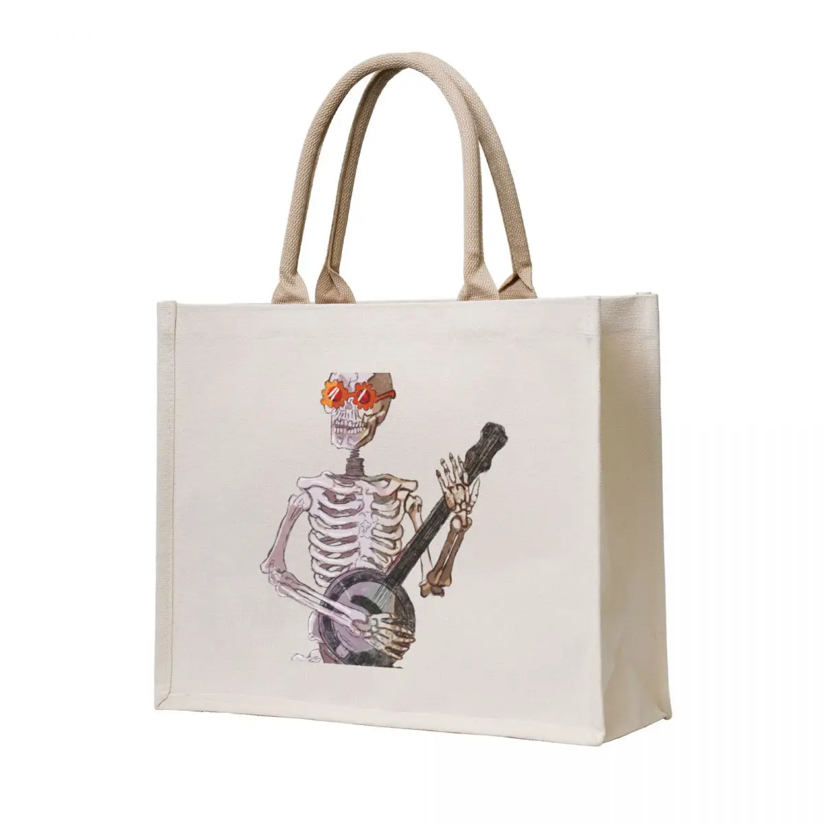 

Halloween Skeleton with Banjo Musical Instrument and Rad Glasses Tote Bag Women bags tote bag screen Handbags women