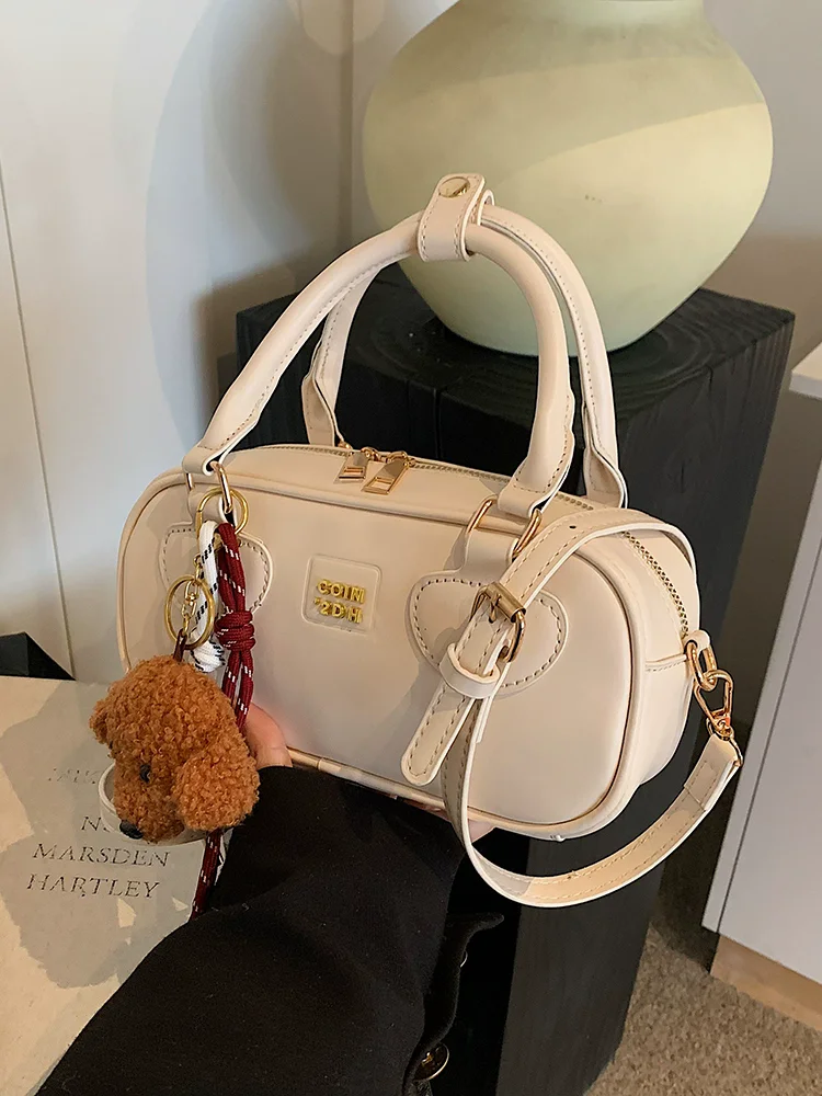 

Fashion Trendy Women's Bowling Bags Coffee Shoulder Crossbody Bag Ladies Handbags and Purse High Quality Leather Pillow Bag