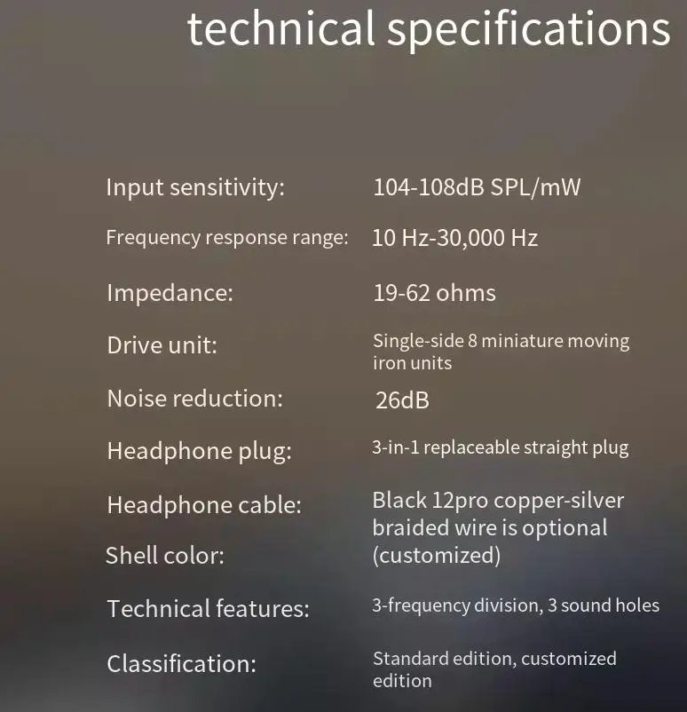 หูฟังบลูทูธปรับแต่งได้มีสายอินเอียร์8Pro แบบมีสายสำหรับตรวจวัดไข้ฟังเพลงได้