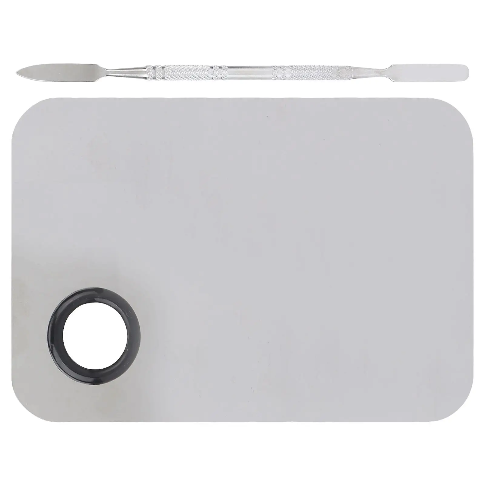 Makeup Palette - Professional Stainless Steel Mixing Palette with Double End Spatula for Blending Colors