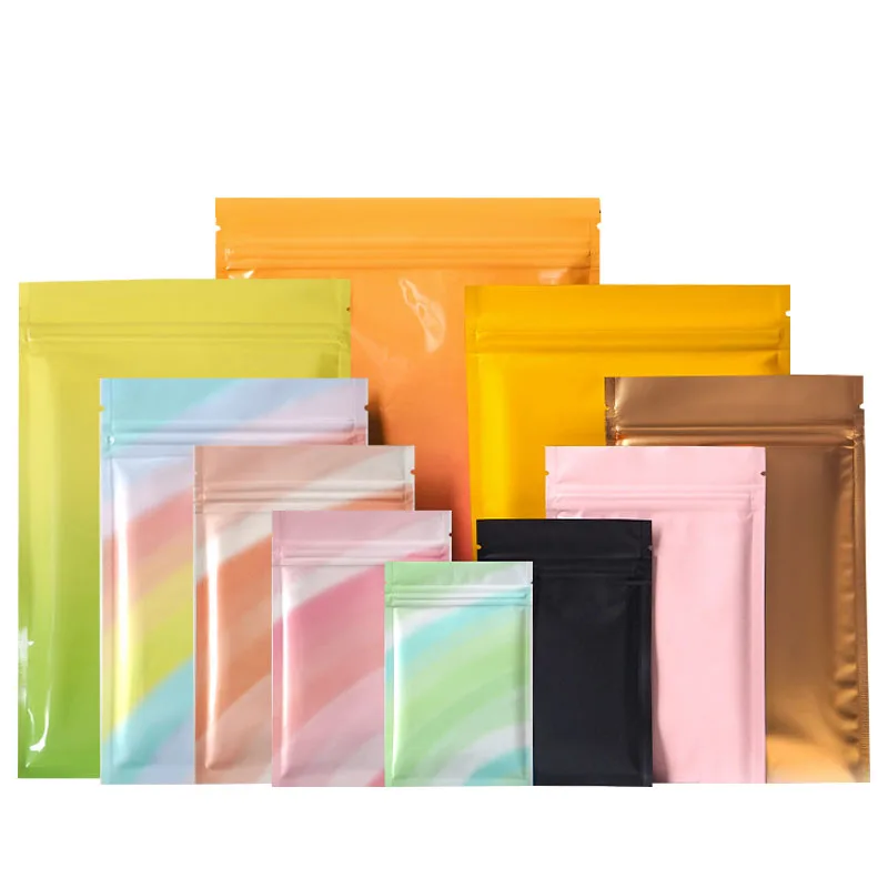 50Pcs Flat Reclosable Small Aluminum Foil Zip Lock Bags Heat Sealing Color Candy Tea Coffee Powder Capsule Snack Storage Pouches