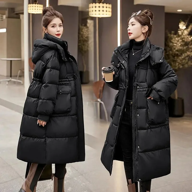 2024 New Down Coats New Long-style Cotton Dress Korean Version Large Size Korean Fashion Jackets Winter Heat Parka Feminina