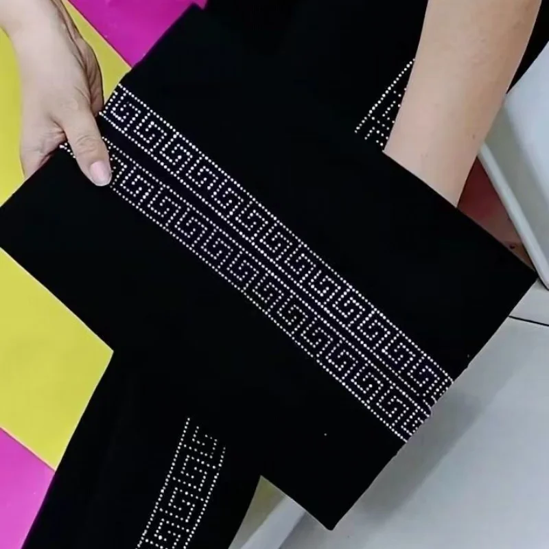 Wiosenne nowe modalne czarne spodnie na co dzień z wysokim stanem damskie diamentowe osadzanie moda ciepło wszechstronne oddychające elastyczne legginsy