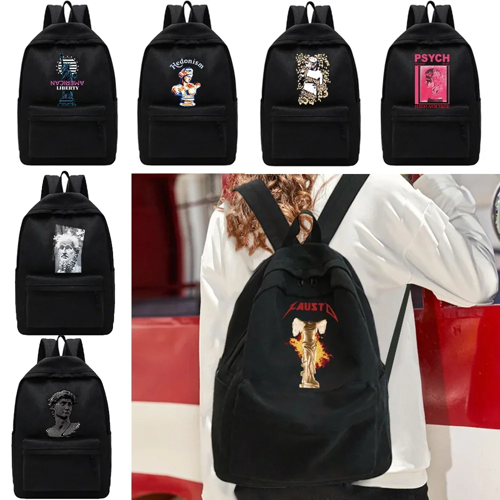 

New Shoulder Backpacks Teen College Bookbag Women's Sport Knapsack Unisex Travel Backpack Laptop Bags Sculpture Print School Bag