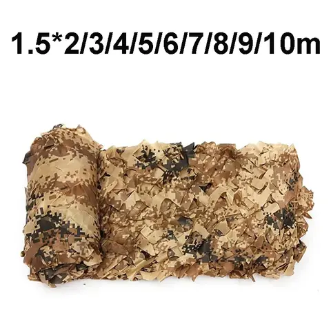 Desert Camo Netting 1.5m*2 3 4 5 6 8 9 10m Wide Camouflage Nets Outdoor Camping Shooting Sun Shade Party Fence Hunting Duck Deer