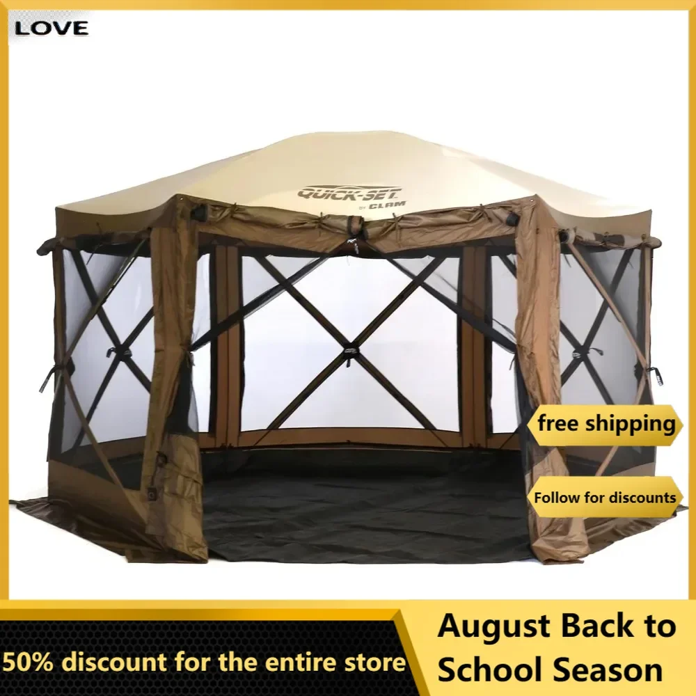 

Quick-Set Pavilion 12.5 x 12.5 Foot Portable Pop Up Outdoor Camping Gazebo Screen Tent Tent Canopy Shelter with Ground Stakes