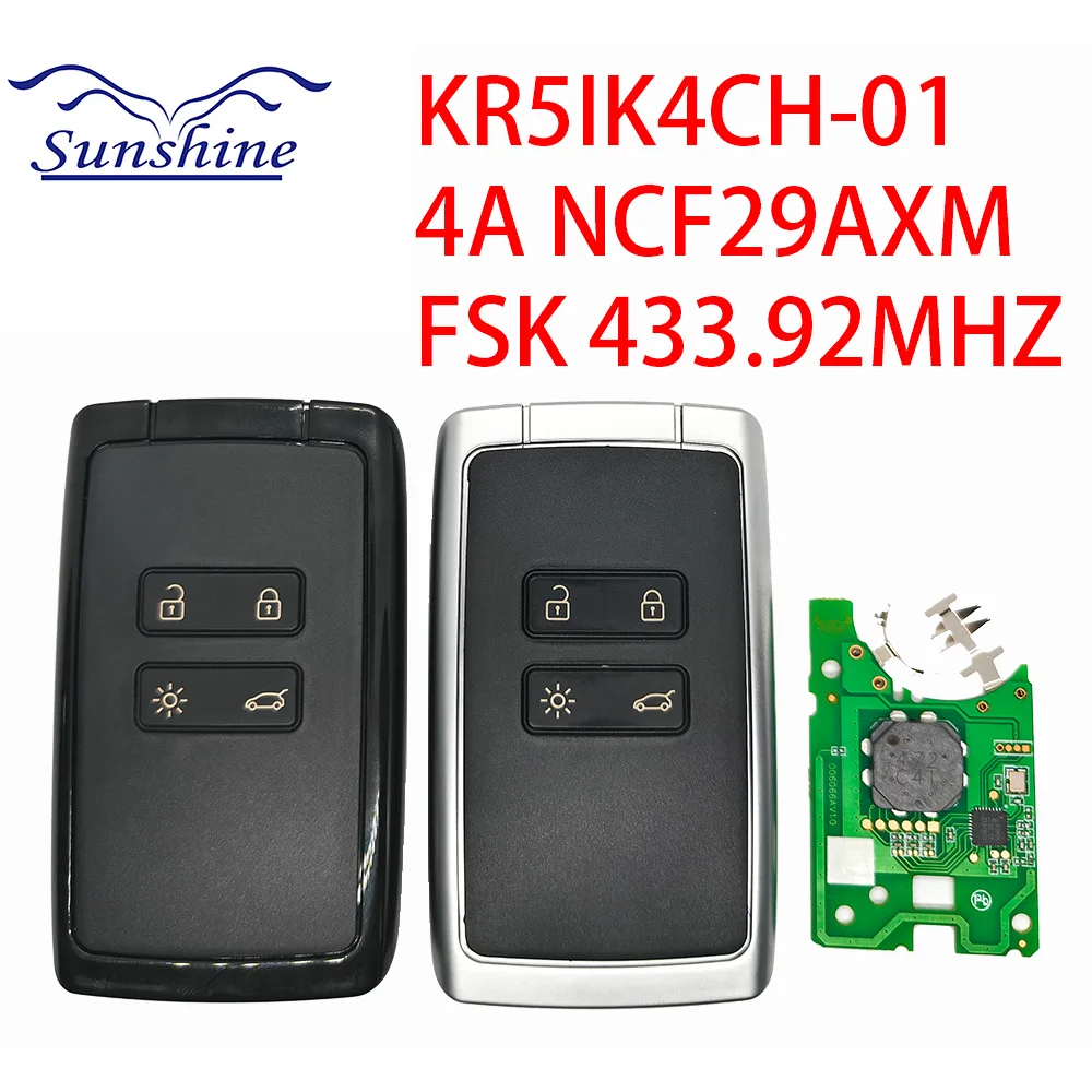 

Sunshine для дистанционного управления Megane 4 карты Megana 4 ключа талисман Kadjar ключ Espace 5 ключей Megane IV KR5IK4CH-01 433 МГц 4A чип PCF29AXM