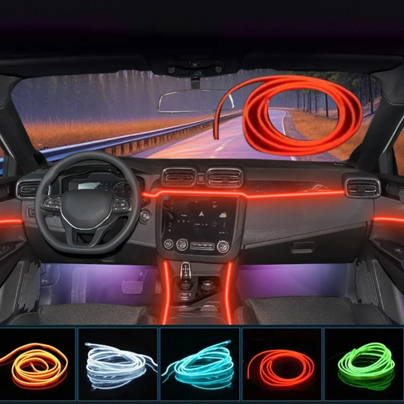 

Auto Interior Cold Light LED Ambient Lamp Dashboard Console Strips 1-5M
