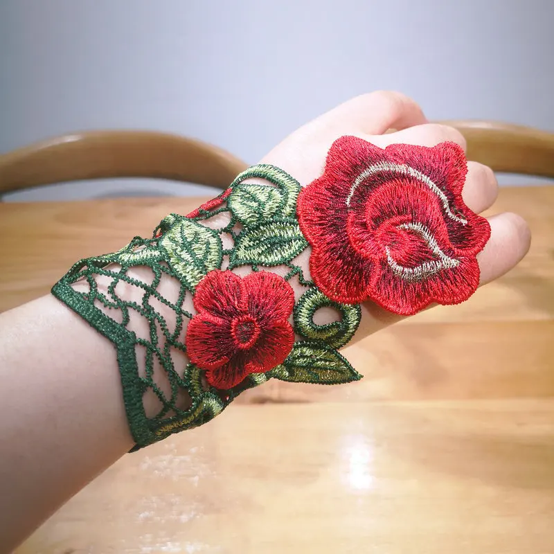 

Chinese Traditional Flower Embroidery Gloves Oriental Chic Classy Fancywork Craft Handwear OOTD Matching Clothings Accessories