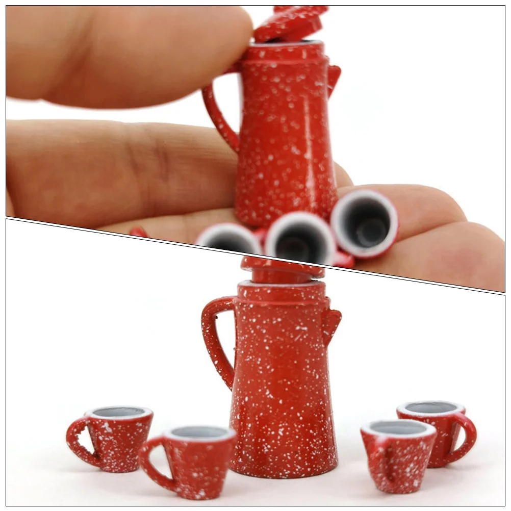 Mini Teapot Teacup Miniature Cups Kitchen Pretend Play Toys for House Kettle Accessories Life Scene Accessory Furniture Model