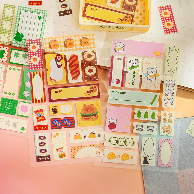 Cute Bakery Bear Leaf Stickers for Journaling Index Making Office Stationery Supplies Cutting Dies Writing Decor Sticker