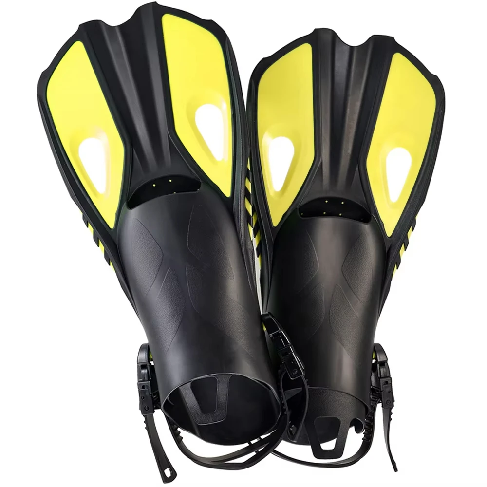 Schnorchelflossen, Schwimmflossen, kurze Tauch-Froschschuhe, Entenwebe, verstellbares Silikon, Reisegröße, offener Absatz, für Erwachsene, Männer, Frauen, Jugendliche, Kinder – Detail 8