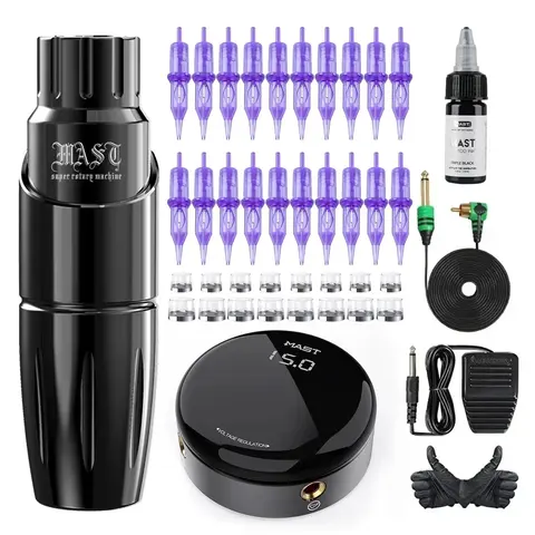 Mast Tour Tattoo Machine Full Kit Permanent Makeup Pen Lightweight Design for Eyebrow & Lip Art Makeup with MAST Pro Cartridge