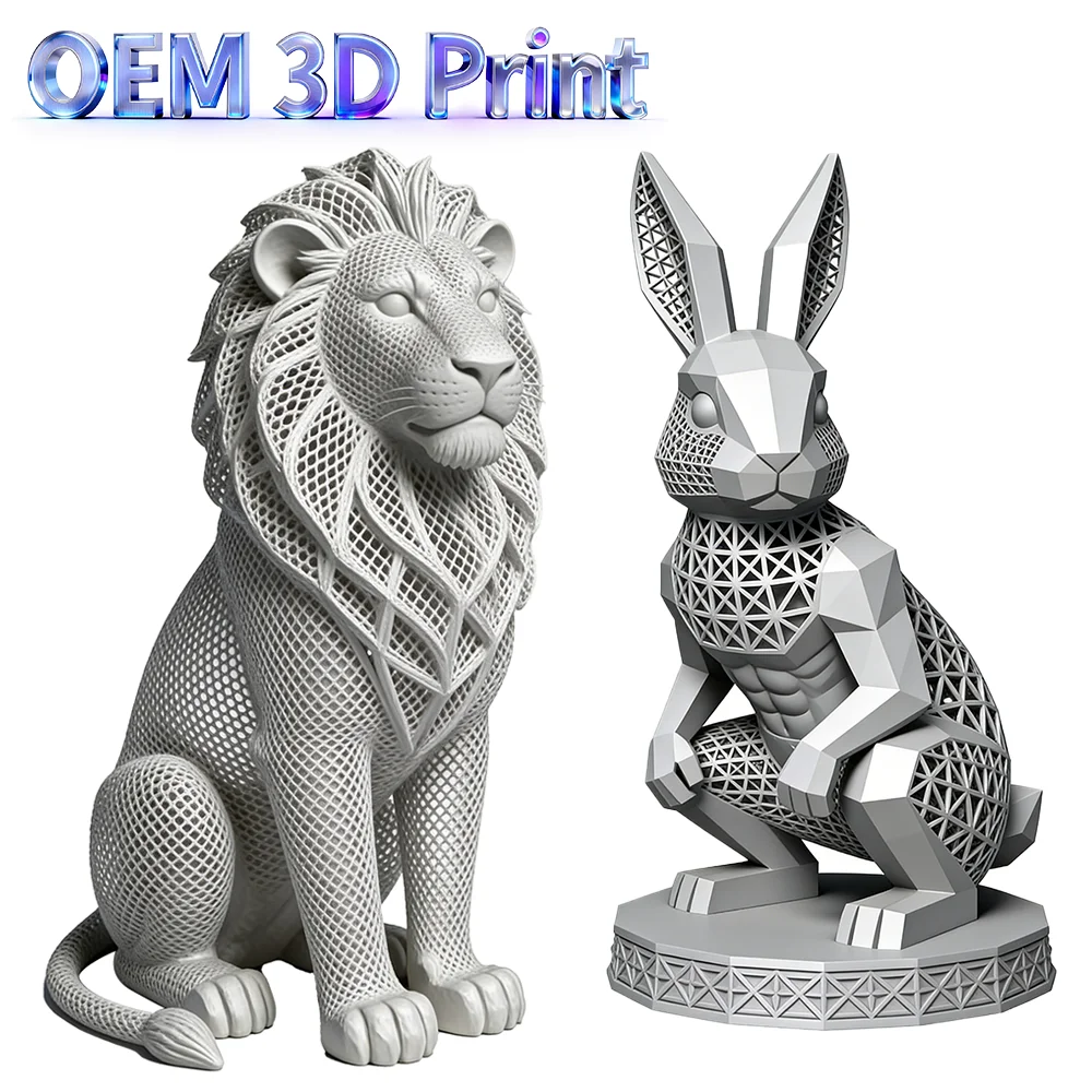 Пользовательские SLM Металлические услуги по 3D-печати Ремесла представляет изысканное искусство животных: Лев, Кролик, Белая лошадь Скульптуры Коллекционные предметы