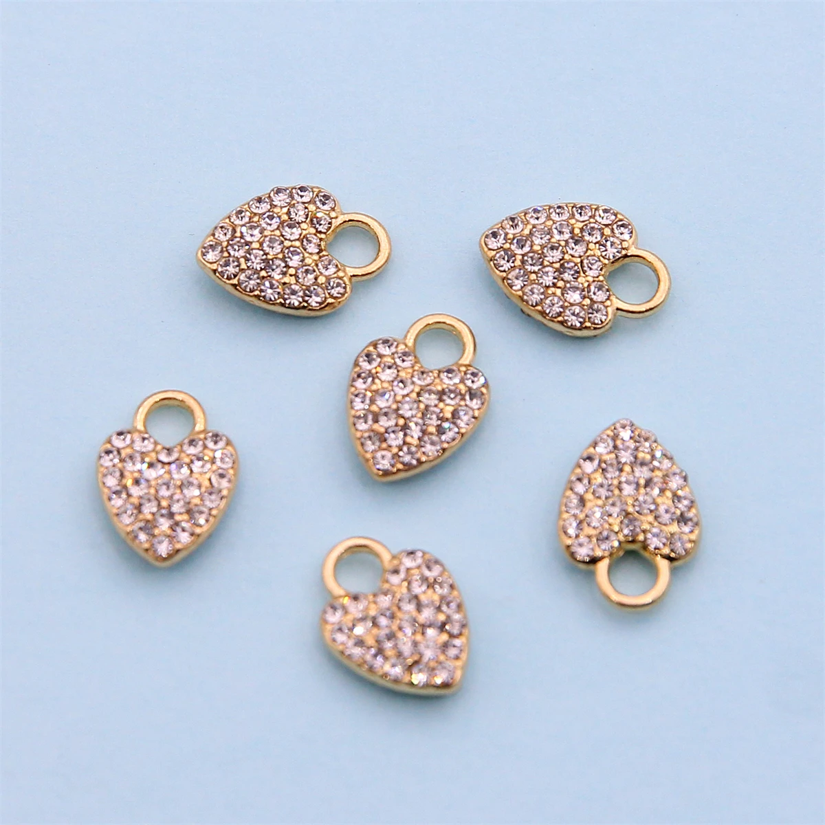 10pcs 15*10mm Gold Diamond Love Metal Single Pendant Jewelry Accessories Diy Heart-shaped Fashion Pendant, Pendant, Earrings