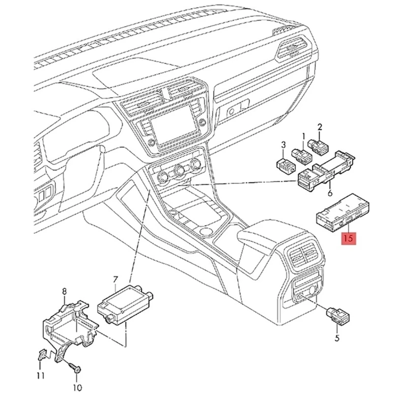 Replacement Type-C Socket Connector Easy Installation Car Type-C Socket Front Rear USB Adapter for MK2 5NA035736