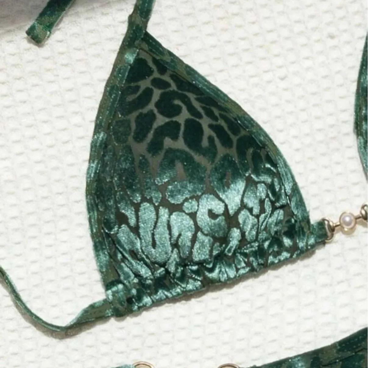 New Sexy T-string Pearl Leopard Print Swimsuit Bikini Sets for Women