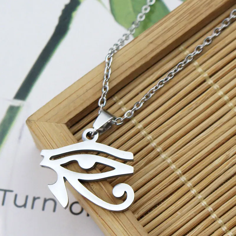 Stainless Steel the Eye Of Horus Pendant Necklace Ancient Egypt Series Ra Eye Choker for Women Man Father Birthday Gift