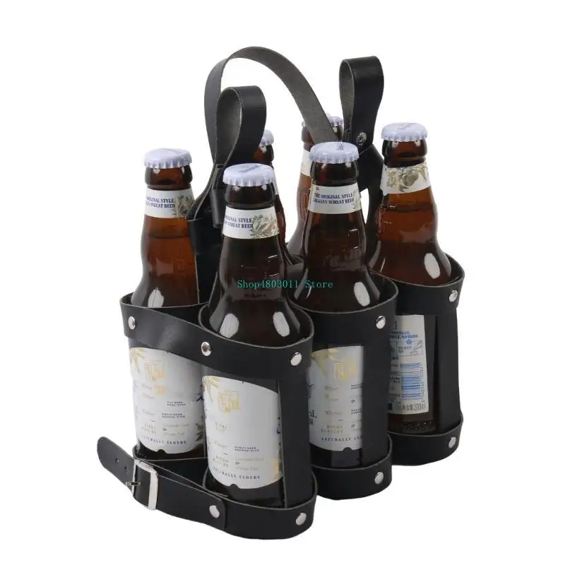 

T3LD Leather Beer Folding Bottle Carring Bag Lightweight Bike Beer Holder