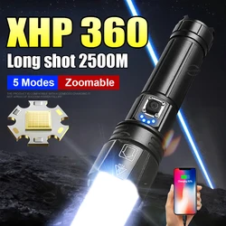 10000000LM Rechargeable Flashlights XHP360 36 Core Super Powerful LED Torch Light High Power Tactical Flashlight Camping Lantern