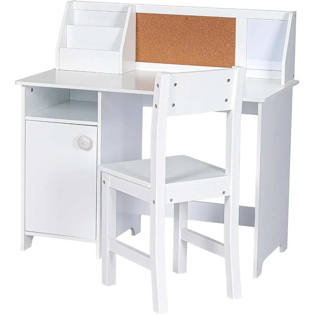 Tudy Desk With Chair Children's Table Wooden Children School Study Table With Hutch and Chair for 3-8 Years Old Furniture