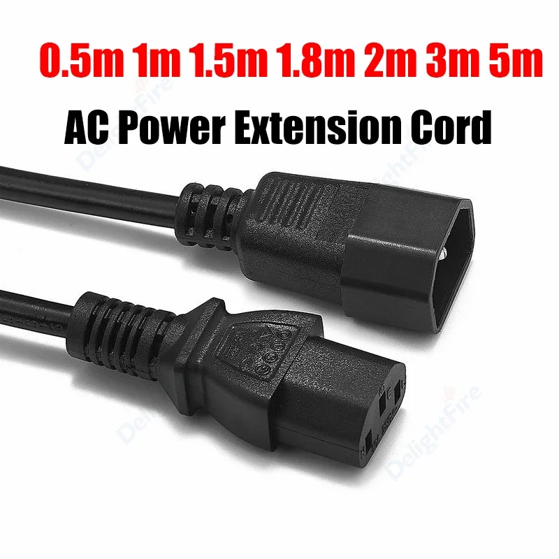 0.5m-5m AC Power Extension Cord IEC 320 C13 to C14 Power Supply Cable For PDU UPS Cable Projector PC Computer Monitor Printer