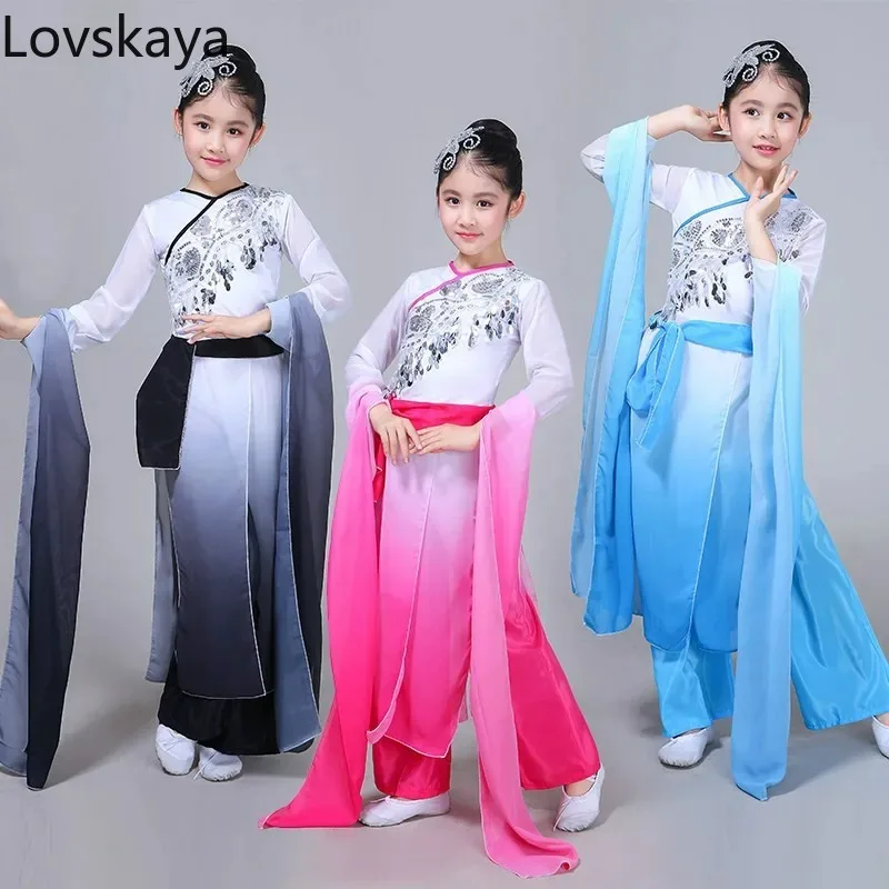 Chinese national wind long sleeve modern classical dance costumes children